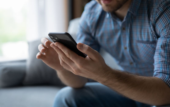 A person making an insurance call