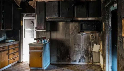 Fire damaged interior