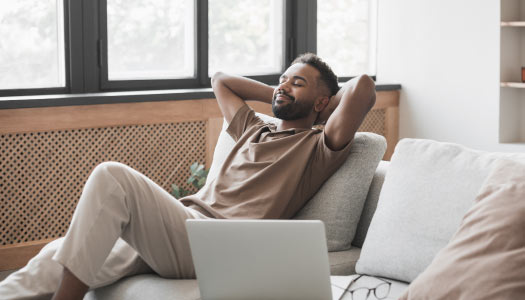 A person relaxing on sofa