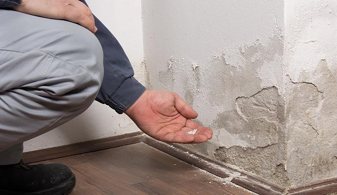 wall damage inspection and visible water damage