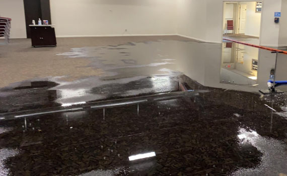 water affected room floor