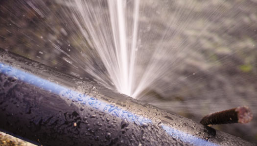 Broken water pipe leaking